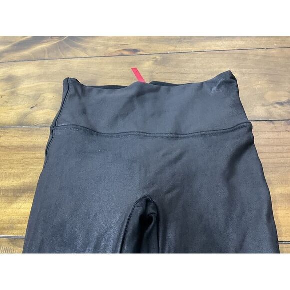 Spanx Faux Black Shiny Leather Leggings Size Small - Picture 3 of 9